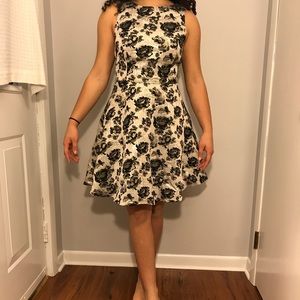 Silver floral A-like cocktail dress.